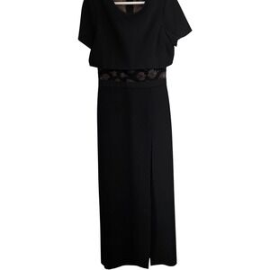 BCBGMAXAZRIA Haylee Black Lace Illusion Sheath Gown Dress Size 4